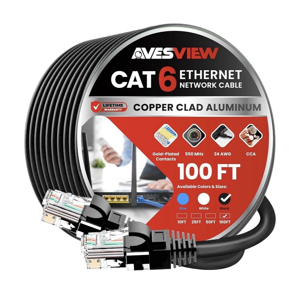 Cat 6 Ethernet Cable 100 Ft Indoor Highspeed 10gbps Snagless Long Cat6 100ft Eth
